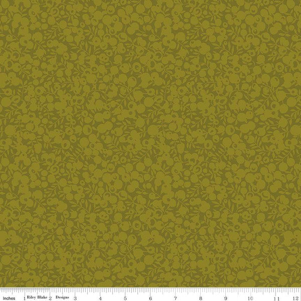 Cotton quilting fabric pattern called 'Olive'. Part of the 'The Wiltshire Shadow Collection' fabric collection. Designed by Liberty Fabrics for fabric company  Riley Blake. SKU: 01666563A. 44-45 inch width.