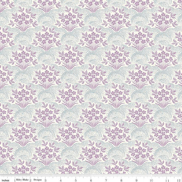 Cotton quilting fabric pattern called 'Liberty Fabrics'. Part of the 'Postcard from the Highlands' fabric collection. Designed by Liberty Fabrics for fabric company  Riley Blake. SKU: 01667357A. 44-45 inch width.