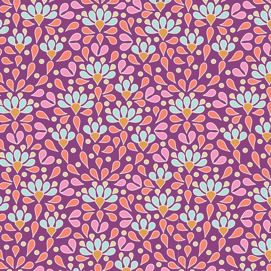 Cotton quilting fabric pattern called 'Sea Anemone in Lilac'. Part of the 'Cotton Beach' fabric collection. Designed by Tilda Fabrics for the Tilda Fabrics fabric company. SKU: 100322. 44-45 inch width.