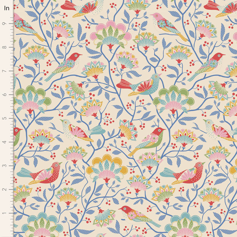 Jubilee - Bird Tree in Cream - 100557 - Half Yard