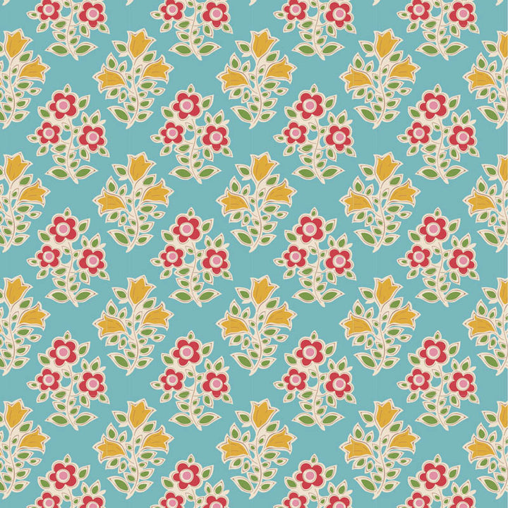 Jubilee - Farm Flowers in Teal - 110103 - Half Yard