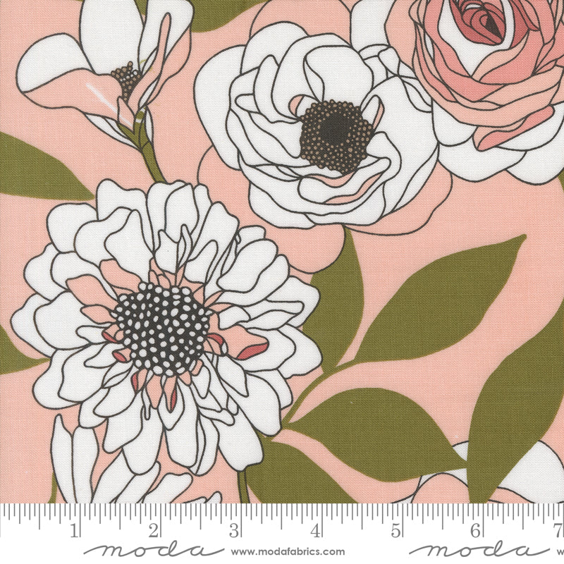 Cotton quilting fabric pattern called 'Cabbage Rose in Peony'. Part of the 'Botany' fabric collection. Designed by Alli K Design for fabric company MODA. SKU: 11550 16. 44-45 inch width.