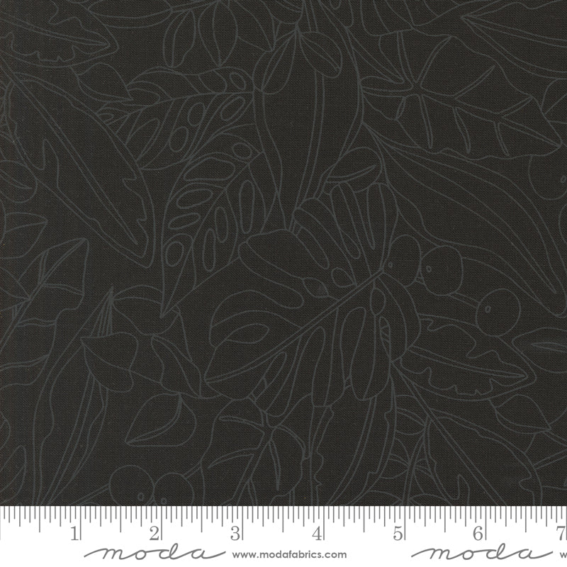 Cotton quilting fabric pattern called 'Greenery in Ink'. Part of the 'Botany' fabric collection. Designed by Alli K Design for fabric company MODA. SKU: 11551 22. 44-45 inch width.