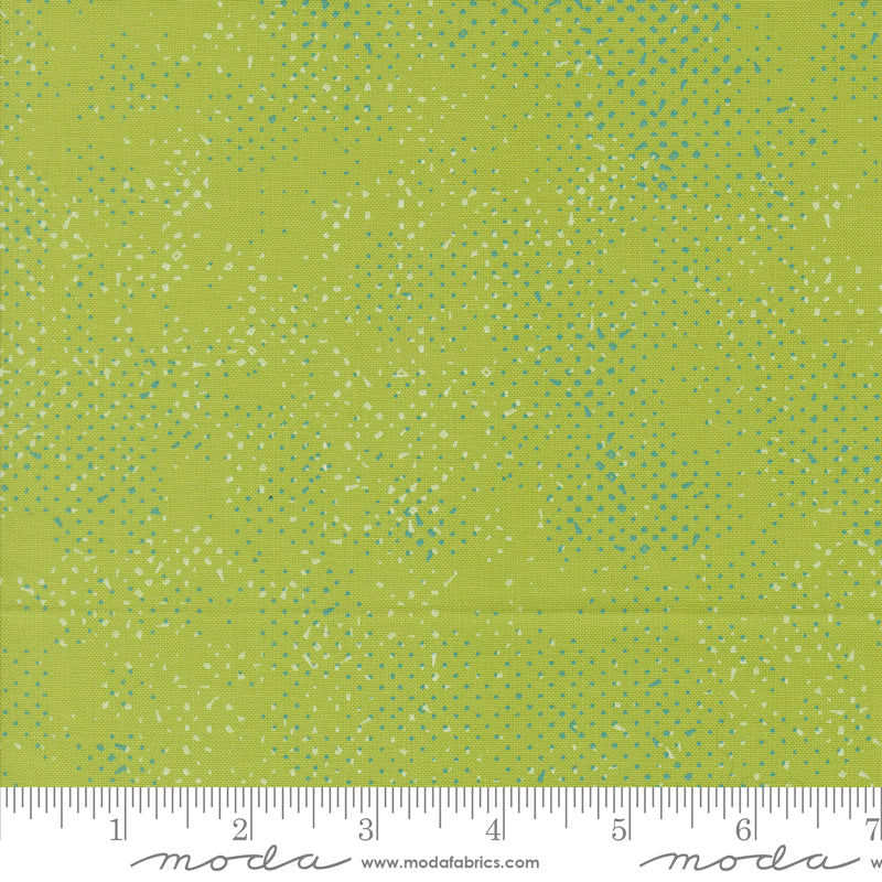 Cotton quilting fabric pattern called 'Spotted in Leaf'. Part of the 'Olive You' fabric collection. Designed by Zen Chic for fabric company MODA. SKU: 1660 229. 44-45 inch width.