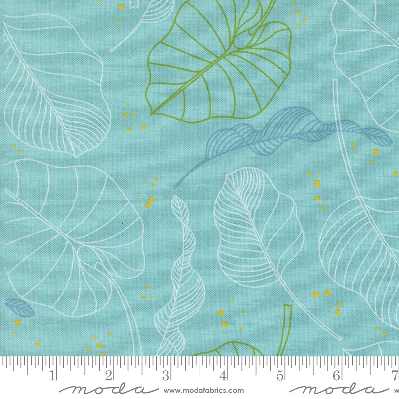 Cotton quilting fabric pattern called 'Leaves in Spray'. Part of the 'Olive You' fabric collection. Designed by Zen Chic for fabric company MODA. SKU: 1880 15. 44-45 inch width.