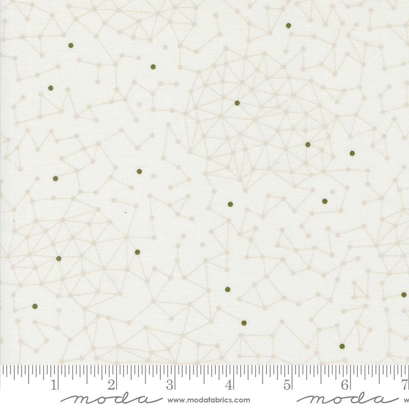 Cotton quilting fabric pattern called 'Net in Cloud'. Part of the 'Olive You' fabric collection. Designed by Zen Chic for fabric company MODA. SKU: -6633. 44-45 inch width.