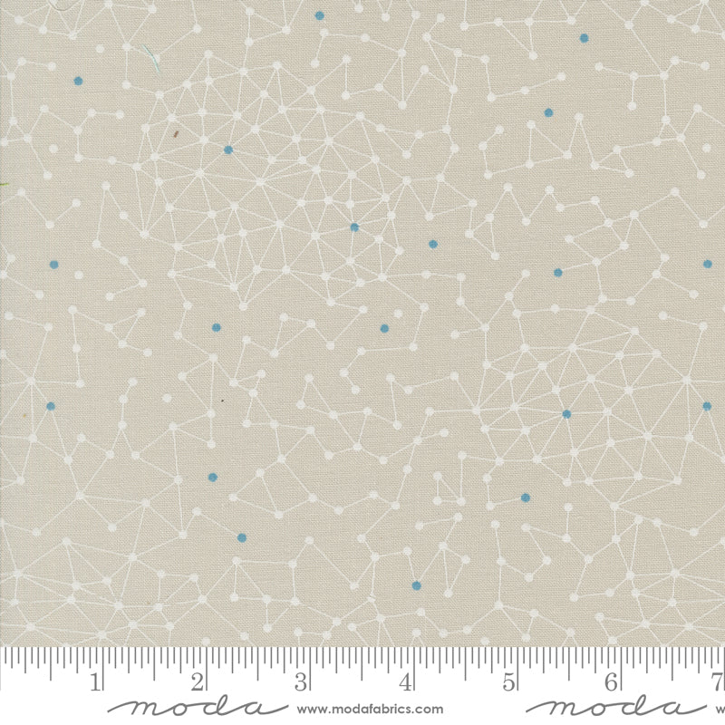 Cotton quilting fabric pattern called 'Net in Fog'. Part of the 'Olive You' fabric collection. Designed by Zen Chic for fabric company MODA. SKU: -6603. 44-45 inch width.