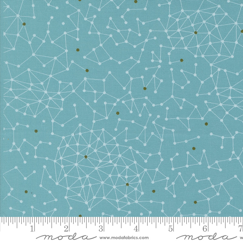 Cotton quilting fabric pattern called 'Net in Sky'. Part of the 'Olive You' fabric collection. Designed by Zen Chic for fabric company MODA. SKU: 1881 16. 44-45 inch width.