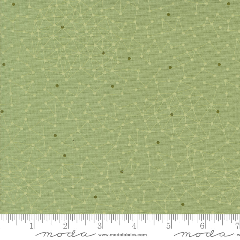 Cotton quilting fabric pattern called 'Net in Sage'. Part of the 'Olive You' fabric collection. Designed by Zen Chic for fabric company MODA. SKU: 1881 17. 44-45 inch width.