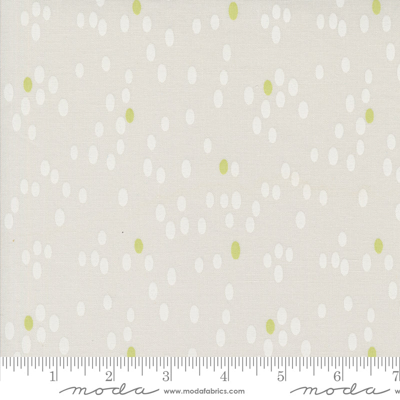 Cotton quilting fabric pattern called 'Dots in Fog'. Part of the 'Olive You' fabric collection. Designed by Zen Chic for fabric company MODA. SKU: -6268. 44-45 inch width.