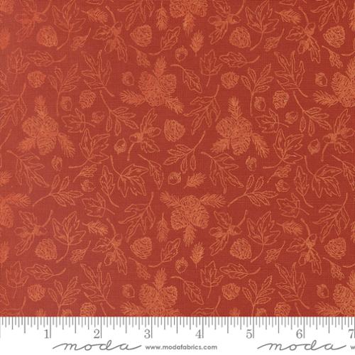 Cotton quilting fabric pattern called 'Forest Foliage in Fire'. Part of the 'The Great Outdoors' fabric collection. Designed by StacyIest Hsu for fabric company Moda. SKU: 20883 15. 44-45 inch width.