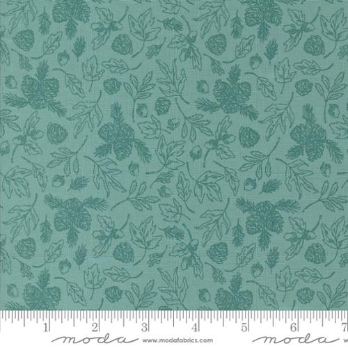 Cotton quilting fabric pattern called 'Forest Foliage in Sky'. Part of the 'The Great Outdoors' fabric collection. Designed by Stacy Iest Hsu for fabric company Moda. SKU: 20883 18. 44-45 inch width.