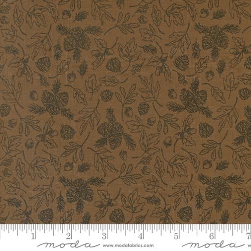 Cotton quilting fabric pattern called 'Forest Foliage in Soil'. Part of the 'The Great Outdoors' fabric collection. Designed by Stacy Iest Hsu for fabric company Moda. SKU: 20883 20. 44-45 inch width.