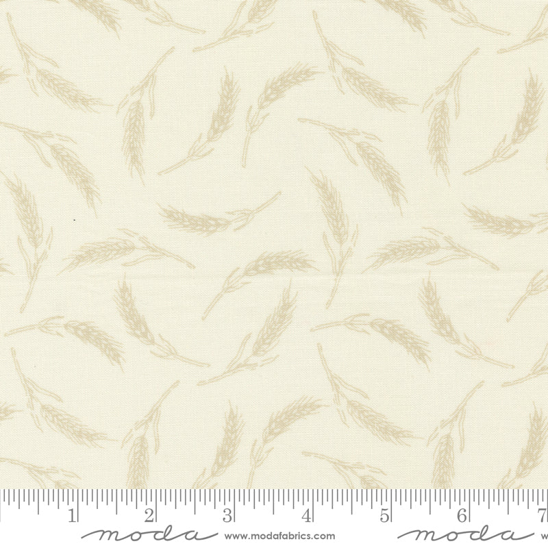 Cotton quilting fabric pattern called 'Fields of Gold in Porcelain'. Part of the 'Farmstead' fabric collection. Designed by Stacy Iest Hsu for fabric company MODA. SKU: 20905 11. 44-45 inch width.