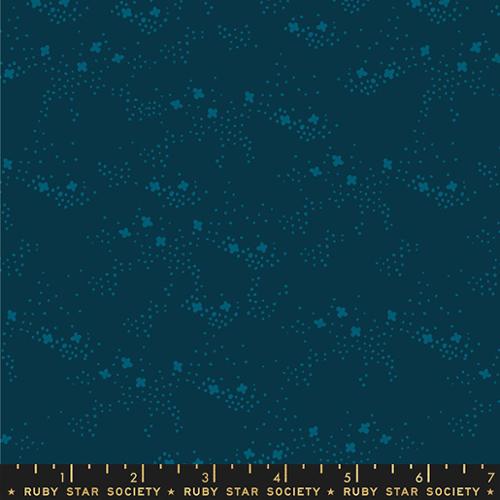 Cotton quilting fabric pattern called 'Field in Teal Navy'. Part of the 'Dog Park' fabric collection. Designed by Sarah Watts for fabric company Ruby Star Society. SKU: RS2100 14. 44-45 inch width.