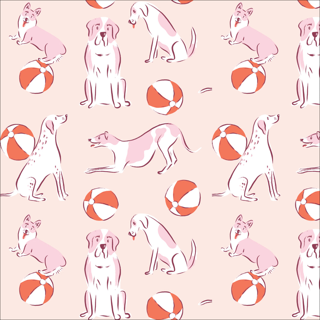 Cotton quilting fabric pattern called 'Beach Ball Bounce'. Part of the 'Dog Days of Summer' fabric collection. Designed by Krissy Mast for fabric company Cloud 9 Fabrics. SKU: 227411. 44-45 inch width.