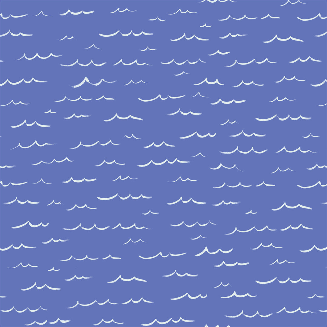 Cotton quilting fabric pattern called 'Wavy Days'. Part of the 'Dog Days of Summer' fabric collection. Designed by Krissy Mast for fabric company Cloud 9 Fabrics. SKU: 227414. 44-45 inch width.