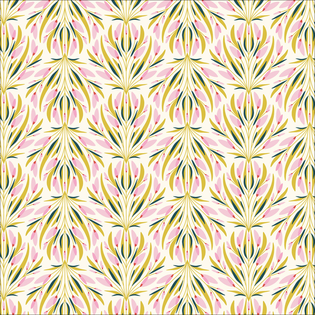 Cotton quilting fabric pattern called 'Gather & Grow'. Part of the 'Savanna Dreams' fabric collection. Designed by Kate Lower for fabric company Cloud 9 Fabrics. SKU: 227452. 44-45 inch width.