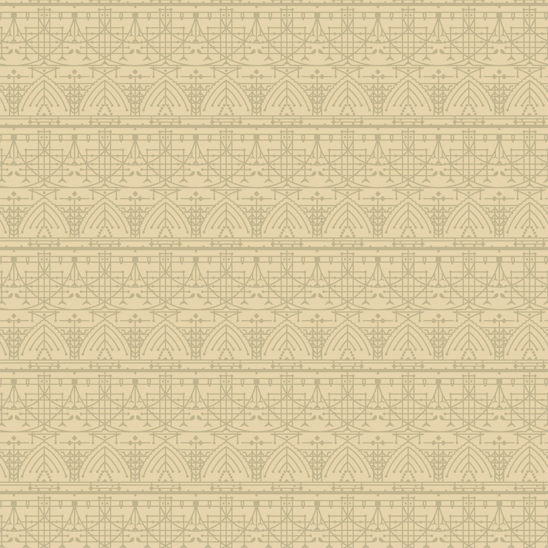 Cotton quilting fabric pattern called 'The House Beautiful Design B in Lemon White'. Part of the 'March Balloons' fabric collection. Designed by Frank Lloyd Wright Collection with Cloud 9 Fabrics for fabric company Cloud 9 Fabrics. SKU: 227545. 44-45 inch width.