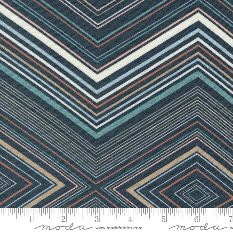 Cotton quilting fabric pattern called 'Fairfax in Nightlife'. Part of the 'Melrose' fabric collection. Designed by Studio M for fabric company MODA. SKU: 33781 17. 44-45 inch width.