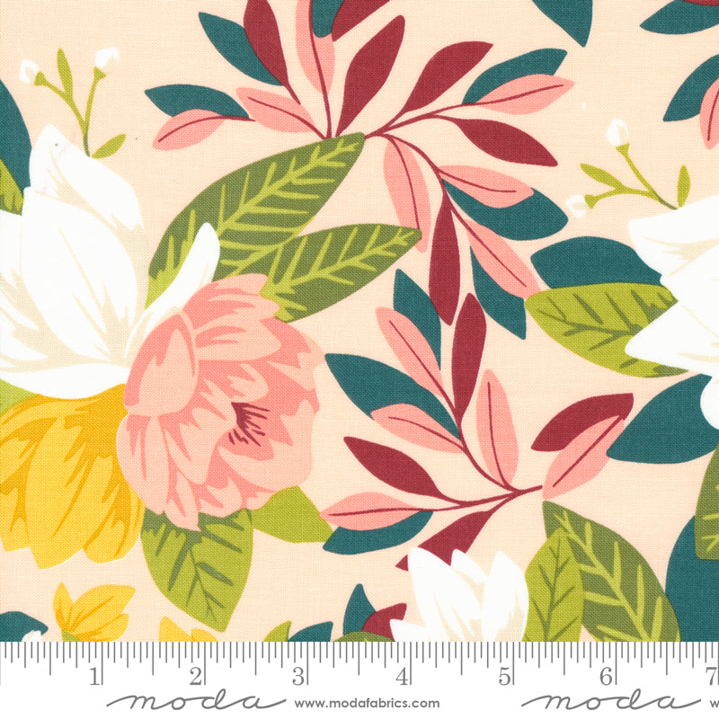 Cotton quilting fabric pattern called 'Ambrose in Blush'. Part of the 'Willow' fabric collection. Designed by 1 Canoe 2 for fabric company Moda Fabrics. SKU: 36060 15. 44-45 inch width.