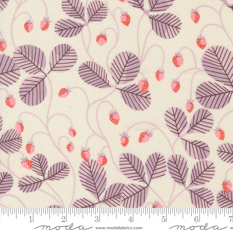 Cotton quilting fabric pattern called 'Virginia in Eggshell'. Part of the 'Love Letter' fabric collection. Designed by Lizzy House for fabric company MODA. SKU: 37124 11. 44-45 inch width.