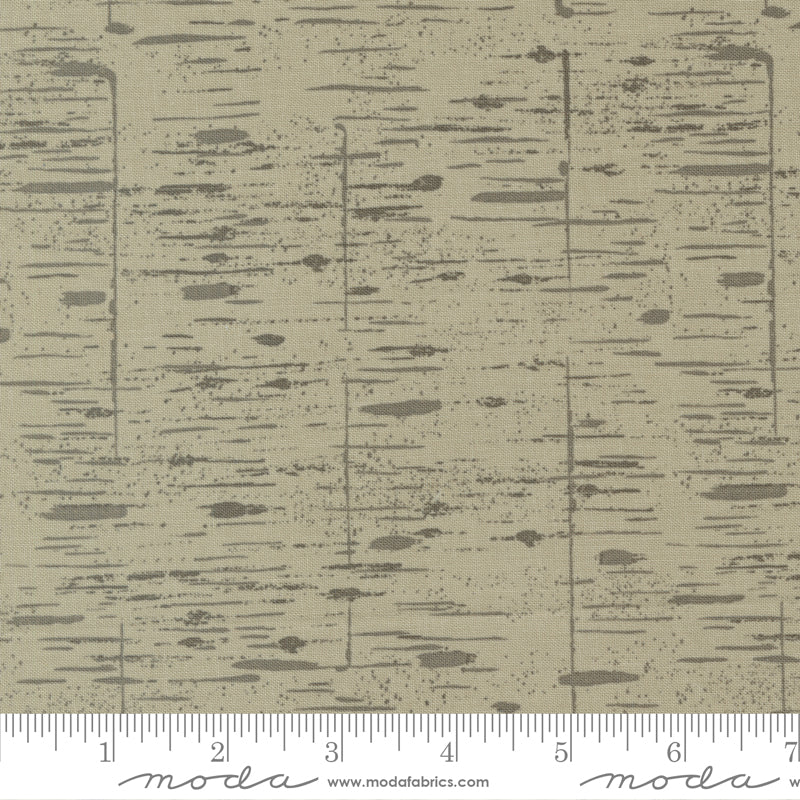 Cotton quilting fabric pattern called 'Birch in Taupe'. Part of the 'Woodland Wildflowers' fabric collection. Designed by Fancy That Design House for fabric company Moda Fabrics. SKU: 45586 13. 44-45 inch width.