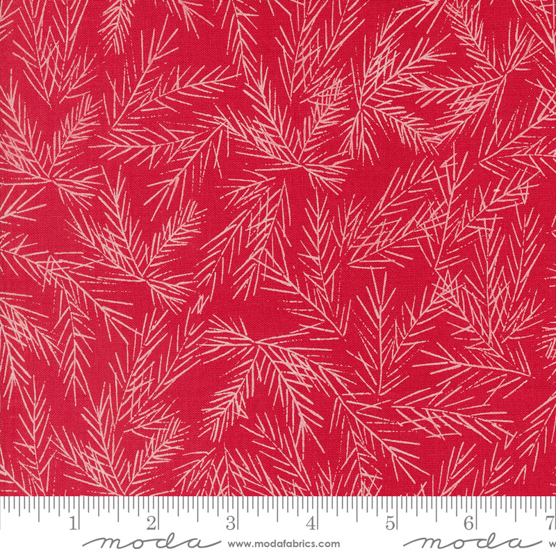 Cotton quilting fabric pattern called 'Bough and Branch in Berry'. Part of the 'Cozy Wonderland' fabric collection. Designed by Fancy That Design House for fabric company Moda. SKU: 45595 14. 44-45 inch width.