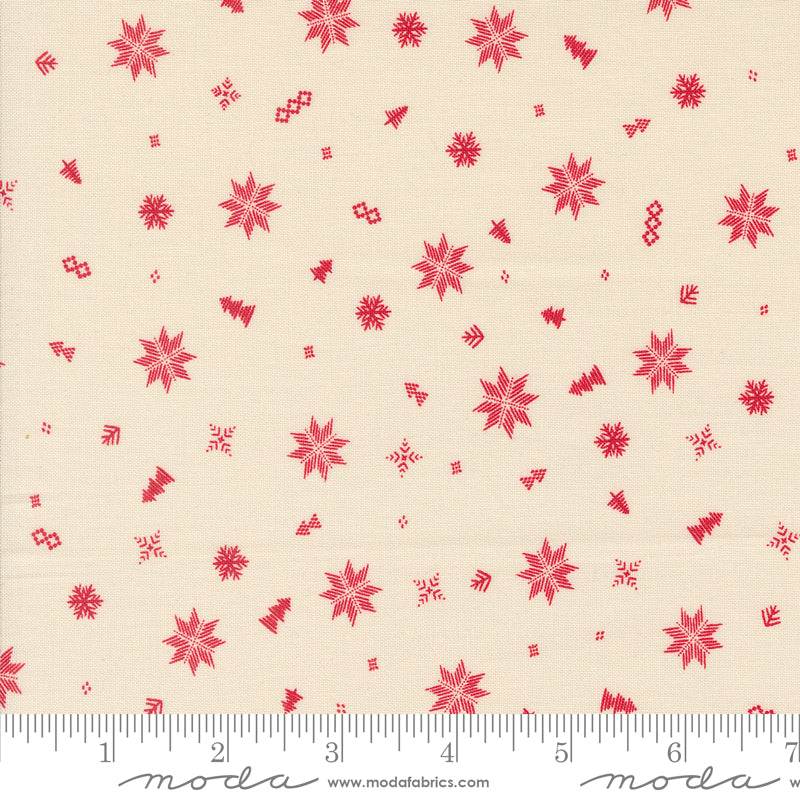 Cotton quilting fabric pattern called 'Knit Toss in Natural'. Part of the 'Cozy Wonderland' fabric collection. Designed by Fancy That Design House for fabric company Moda. SKU: 45597 11. 44-45 inch width.