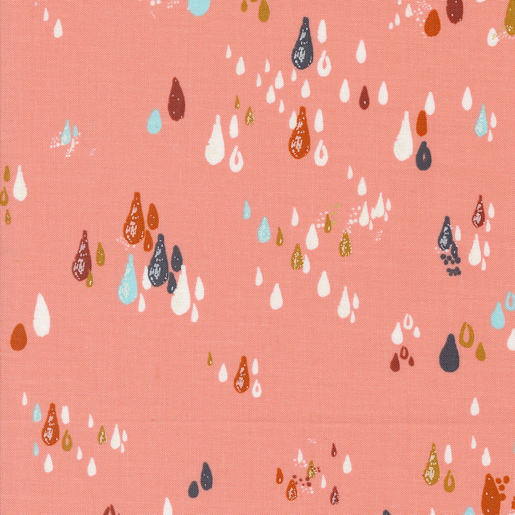 Cotton quilting fabric pattern called 'Drops in Cameo'. Part of the 'Things Above' fabric collection. Designed by Fancy That Design House for fabric company MODA. SKU: 45617 20. 44-45 inch width.