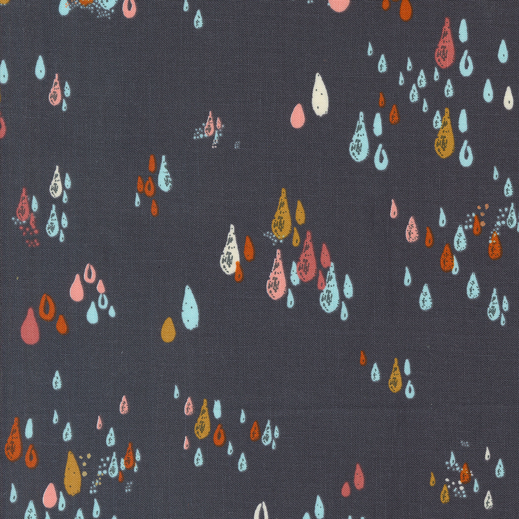 Cotton quilting fabric pattern called 'Drops in Flint'. Part of the 'Things Above' fabric collection. Designed by Fancy That Design House for fabric company MODA. SKU: 45617 22. 44-45 inch width.