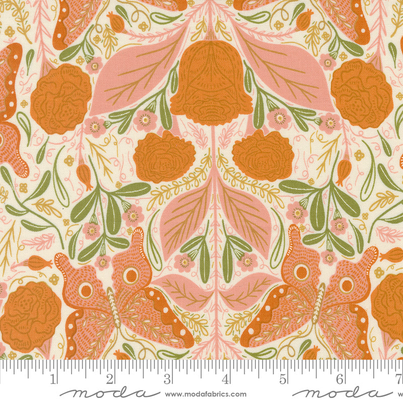 Cotton quilting fabric pattern called 'Vintage Butterfly in Cloud'. Part of the 'Woodland Wonder' fabric collection. Designed by Gingiber for fabric company MODA. SKU: 48391 11. 44-45 inch width.