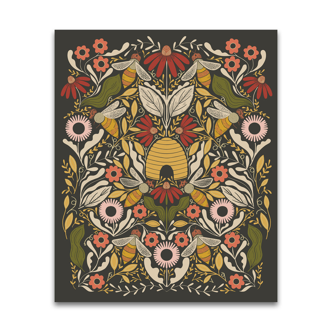 PREORDER - Bee Garden - 36" x 44" Panel - Metallic Black - Gingiber - 48418 21M - Panel
