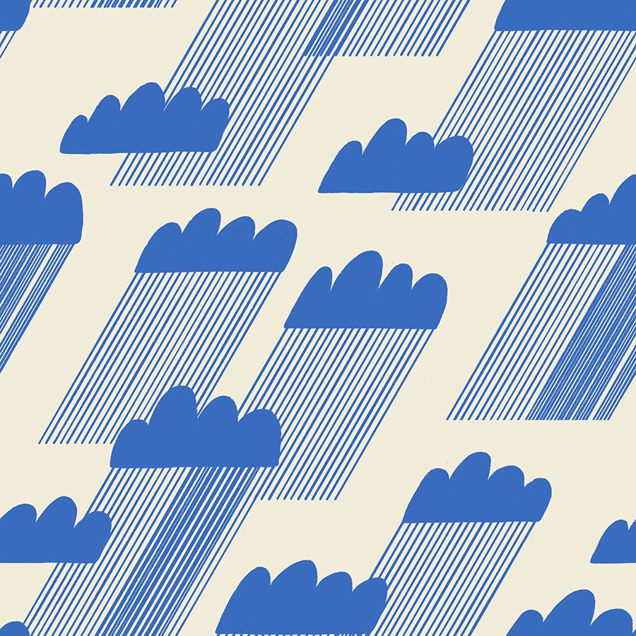 Water Rainclouds in Royal Blue - RS5126 11 - Half Yard