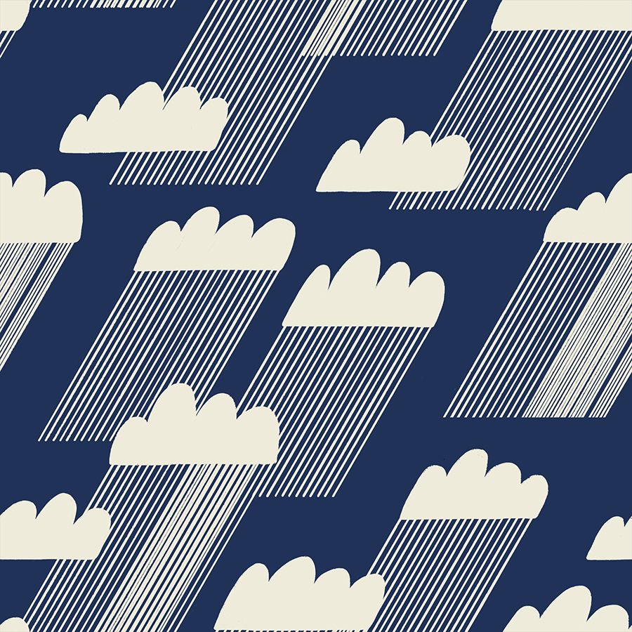 Water Rainclouds in Navy - RS5126 13 - Half Yard