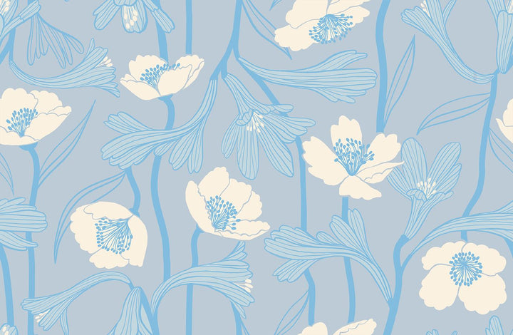 Water Water Flowers in Water Blue - RS5133 12 - Half Yard