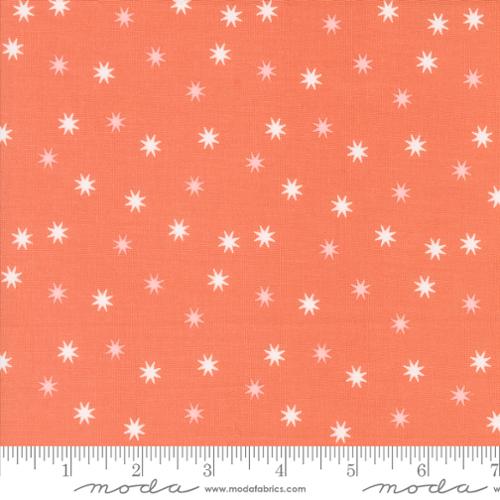 Cotton quilting fabric pattern called 'Practical Magic Stars in Soft Pumpkin'. Part of the 'Hey Boo' fabric collection. Designed by Lella Boutique for fabric company Moda. SKU: 1211115. 44-45 inch width.