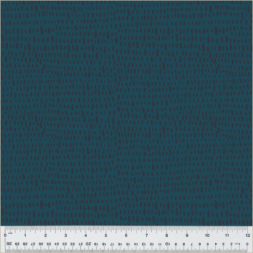 Cotton quilting fabric pattern called 'Rainfall in Ultramarine'. Part of the 'Moonlit' fabric collection. Designed by Jennifer Moore / Monaluna for fabric company Windham Fabrics. SKU: 54287-21. 44-45 inch width.