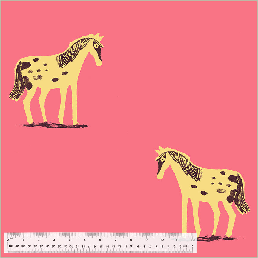 PREORDER - Meadows - 108" Quilt Back - Wild Ponies in Hot Pink - Heather Ross - 54541W-1DES - Half Yard