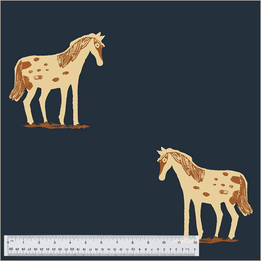 PREORDER - Meadows - 108" Quilt Back - Wild Ponies in Ink - Heather Ross - 54541W-2DES - Half Yard