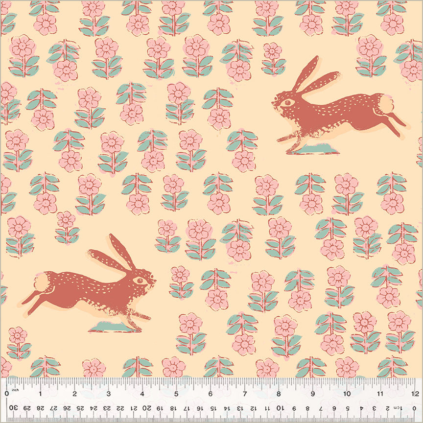 PREORDER - Meadows - 108" Quilt Back - Rabbit in Blush - Heather Ross - 54542W-1DES - Half Yard