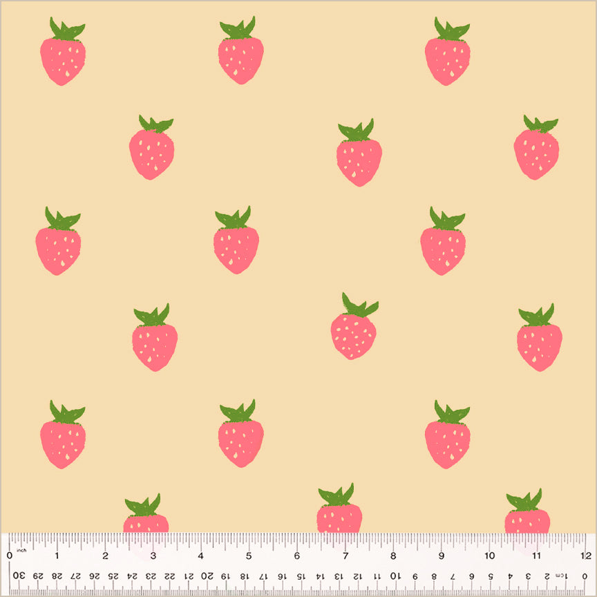 PREORDER - Meadows - 108" Quilt Back - Berry in Ecru - Heather Ross - 54544W-2DES - Half Yard