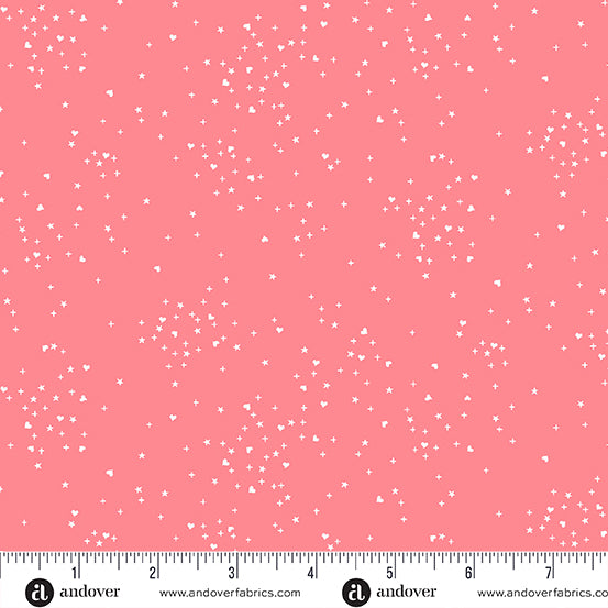 Cotton quilting fabric pattern called 'Light Pink'. Part of the 'Heart Stars' fabric collection. Designed by Andover Fabrics for fabric company Andover Fabrics. SKU: A-1091-E. 44-45 inch width.