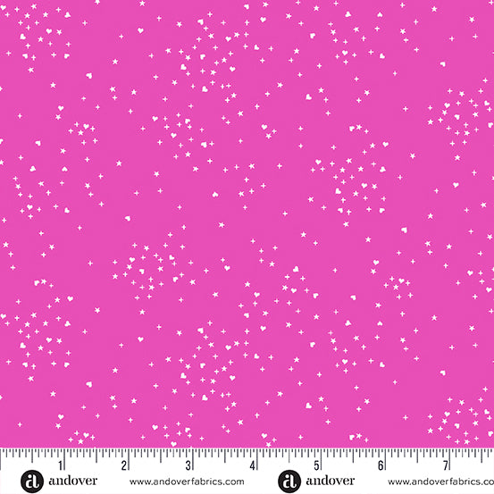 Cotton quilting fabric pattern called 'Pink'. Part of the 'Heart Stars' fabric collection. Designed by Andover Fabrics for fabric company Andover Fabrics. SKU: A-1091-E1. 44-45 inch width.