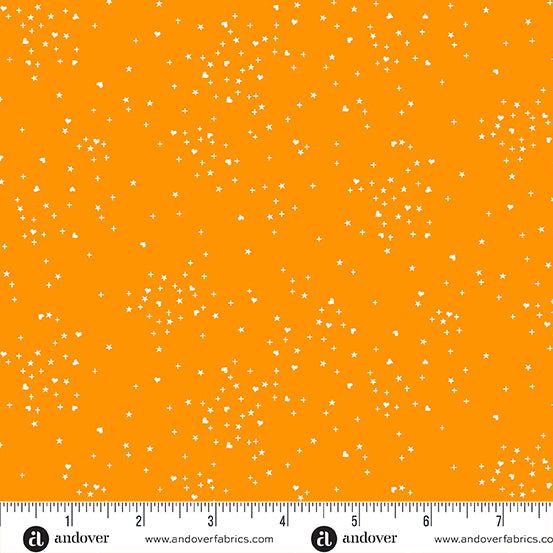 Cotton quilting fabric pattern called 'Orange'. Part of the 'Heart Stars' fabric collection. Designed by Andover Fabrics for fabric company Andover Fabrics. SKU: A-1091-O. 44-45 inch width.