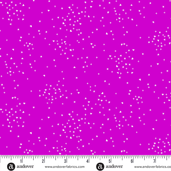 Cotton quilting fabric pattern called 'Purple'. Part of the 'Heart Stars' fabric collection. Designed by Andover Fabrics for fabric company Andover Fabrics. SKU: A-1091-P. 44-45 inch width.