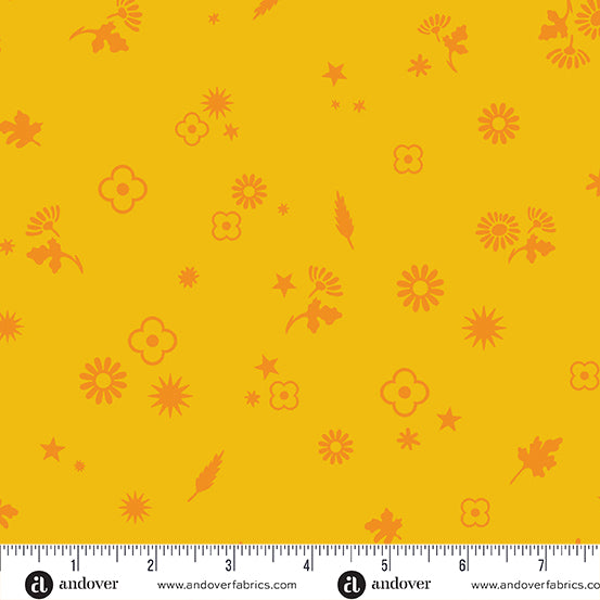 Cotton quilting fabric pattern called 'Margin in Daffodil'. Part of the 'Postmark' fabric collection. Designed by Alison Glass for fabric company Andover Fabrics. SKU: A-1129-Y. 44-45 inch width.