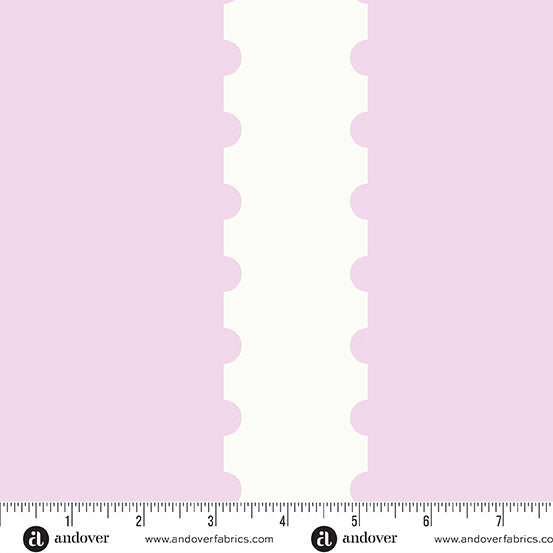 Cotton quilting fabric pattern called 'Stripe in Petal'. Part of the 'Stamp Stripe' fabric collection. Designed by Alison Glass for fabric company Andover Fabrics. SKU: A-1131-E. 44-45 inch width.