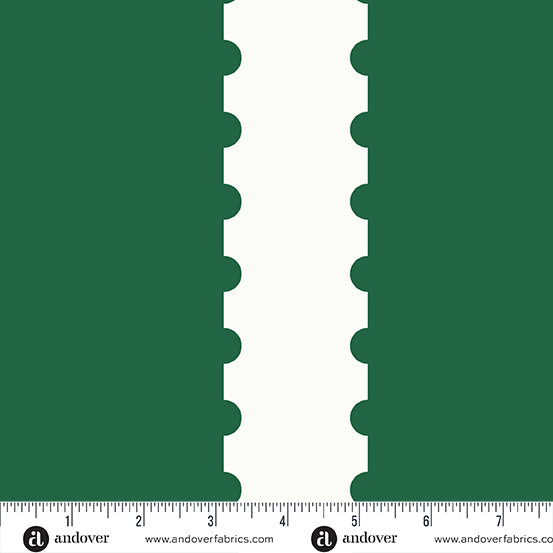 Cotton quilting fabric pattern called 'Stripe in Forest'. Part of the 'Stamp Stripe' fabric collection. Designed by Alison Glass for fabric company Andover Fabrics. SKU: A-1131-G. 44-45 inch width.