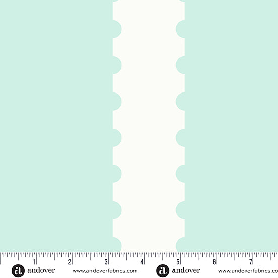 Cotton quilting fabric pattern called 'Stripe in Mint'. Part of the 'Stamp Stripe' fabric collection. Designed by Alison Glass for fabric company Andover Fabrics. SKU: A-1131-T. 44-45 inch width.